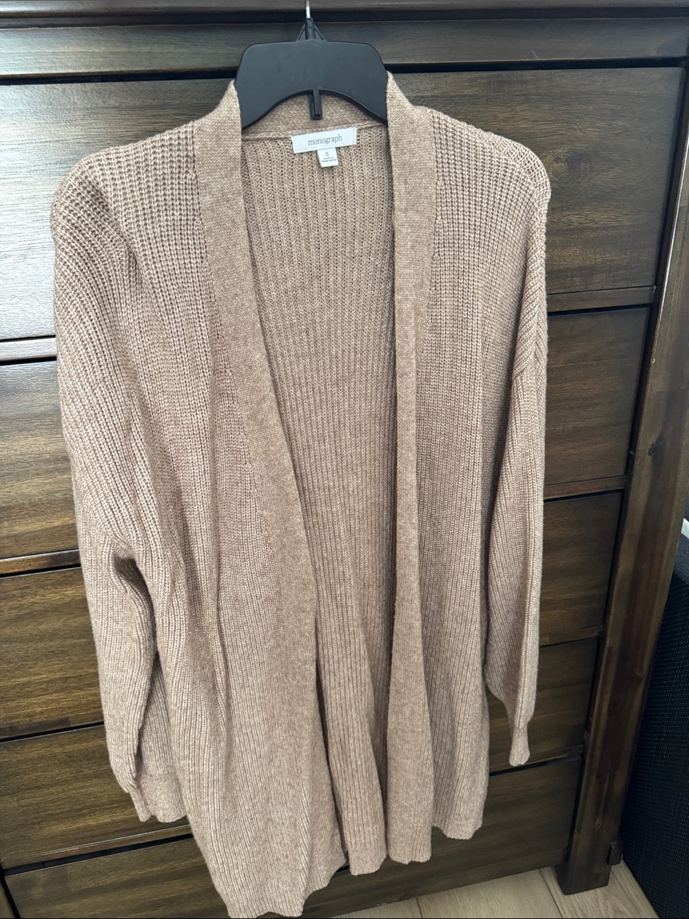 Anthropologie Open-Front Ribbed Cardigan in Taupe